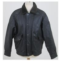 aviator size m black leather jacket