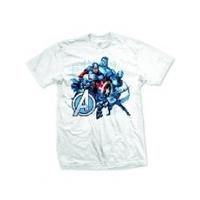 Avengers Group Assemble Mens White T-Shirt XX-Large