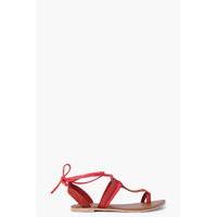 Ava Knee High Toe Post Ghillie Suede Sandal - rust