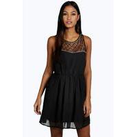 Ava Embellished Top Skater Prom Dress - black