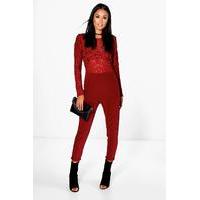 Ava Barely There Skinny Leg Jumpsuit - berry
