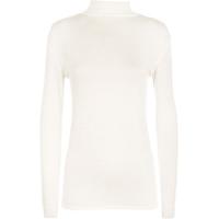 Ava Basic Polo Neck Long Sleeve Top - Cream