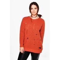 Ava Distressed Knitted Jumper - cinnamon