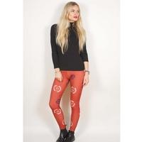 avenged sevenfold deathbat crest womens medium leggins red