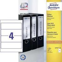Avery-Zweckform L4761-100 Labels (A4) 61 x 192 mm Paper White 400 pc(s) Permanent Lever arch file labels Inkjet, Laser, 