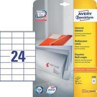 Avery-Zweckform 3490 Labels (A4) 70 x 36 mm Paper White 600 pc(s) Permanent All-purpose labels Inkjet, Laser, Copier