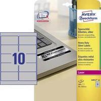 Avery-Zweckform L6012-20 Labels (A4) 96 x 50.8 mm Polyester film Silver 200 pc(s) Permanent Nameplates Laser, Copier