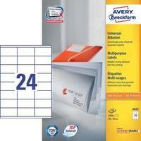 Avery-Zweckform 3422 Labels (A4) 70 x 35 mm Paper White 2400 pc(s) Permanent All-purpose labels Inkjet, Laser, Copier