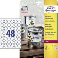 Avery-Zweckform L4716-20 Labels (A4) Ø 30 mm Polyester film White 960 pc(s) Permanent Weatherproof labels, Sticky dots L