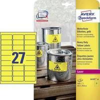 Avery-Zweckform L6105-20 Labels (A4) 63.5 x 29.6 mm Polyester film Yellow 540 pc(s) Permanent All-purpose labels, Weathe