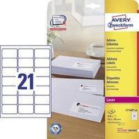 Avery-Zweckform L7160-40 Labels (A4) 63.5 x 38.1 mm Paper White 840 pc(s) Permanent Address labels, All-purpose labels I