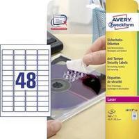 Avery-Zweckform L6113-20 Labels (A4) 45.7 x 21.2 mm Polyester film White 960 pc(s) Permanent Safety stickers, All-purpos
