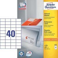 Avery-Zweckform 3651 Labels (A4) 52.5 x 29.7 mm Paper White 4000 pc(s) Permanent All-purpose labels Inkjet, Laser, Copie