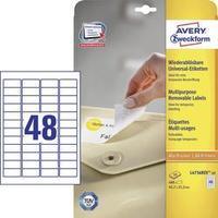 Avery-Zweckform L4736REV-10 Labels (A4) 45.7 x 21.2 mm Paper White 480 pc(s) Removable All-purpose labels Inkjet, Laser, 