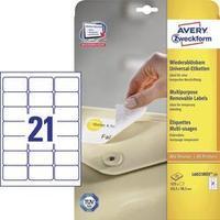 Avery-Zweckform L6023REV-25 Labels (A4) 63.5 x 38.1 mm Paper White 525 pc(s) Removable All-purpose labels Inkjet, Laser, 