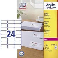 Avery-Zweckform L7159-100 Labels (A4) 63.5 x 33.9 mm Paper White 2400 pc(s) Permanent Address labels, All-purpose labels
