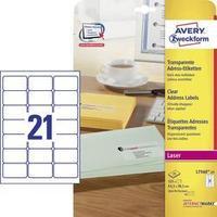 Avery-Zweckform L7560-25 Labels (A4) 63.5 x 38.1 mm Polyester film Transparent 525 pc(s) Permanent Address labels, All-p