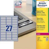 Avery-Zweckform L6011-100 Labels (A4) 63.5 x 29.6 mm Polyester film Silver 2700 pc(s) Permanent Nameplates Laser, Copier
