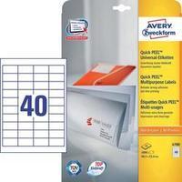 Avery-Zweckform 4780 Labels (A4) 48.5 x 25.4 mm Paper White 1000 pc(s) Permanent All-purpose labels Inkjet, Laser, Copie