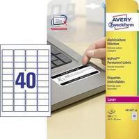 Avery-Zweckform L6145-20 Labels (A4) 45.7 x 25.4 mm Polyester film White 800 pc(s) Permanent Safety stickers, All-purpos