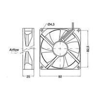 Axial fan 12 Vdc 93 m³/h (L x W x H) 92 x 92 x 25 mm NMB Minebea 3610KL-04W-B50-P00