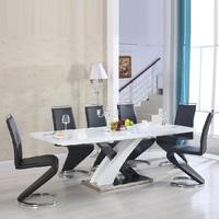 Axara Extendable Dining Table In White With 6 Summer Black Chair