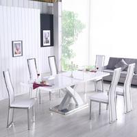 Axara Extendable Dining Set In White Gloss With 6 Collete Chairs