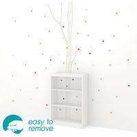 axess 3 shelf bookcase with birch tree and colored dots decals