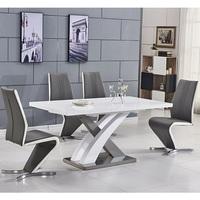 Axara Extending Small Dining Table White Grey Gloss 6 Gia Chairs