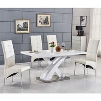 Axara Extending Small Dining Set In White Gloss 6 White Chairs