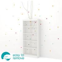 Axess 5 Shelf Bookcase with Birch Tree and Colored Dots Decals