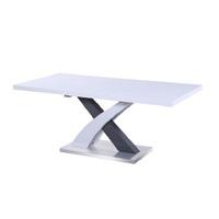 Axara Extendable Dining Table In White And Grey High Gloss