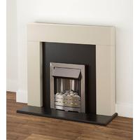 Axon Miami Satin Ivory And Black Electric Fireplace Suite