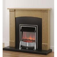 Axon Lonsdale Electric Fire Suite Oak and Black with Chrome Elan Electric Fire