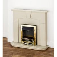 axon abbey stone effect fireplace suite with brass blenheim electric f ...