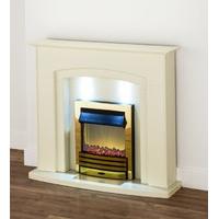 Axon Falmouth Marfil Stone Effect Fireplace Suite with Eclipse Brass Electric Fire