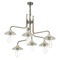 AXE0633 Axel 6 Light Pendant In Antique Brass With French Cream Metal Shades