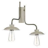 AXE0933R Axel 2 Light Right Hand Wall Light In Antique Brass With French Cream Metal Shades