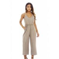 AX Paris Textured Culotte Jumpsuit Pewter