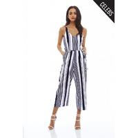 ax paris striped culotte jumpsuit white