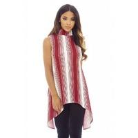 ax paris sleeveless stripe printed top wine