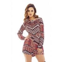 AX Paris Long Sleeved Printed Playsuit