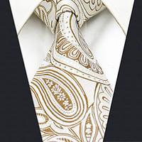 AXL6 Men\'s Neckties Beige Paisley 100% Silk Dress Casual Business For Men