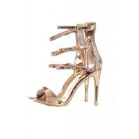 AX Paris Multi Strap Chrome Heels Metallic