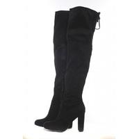 ax paris faux suede knee high heeled boots black