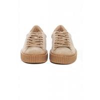 ax paris faux suede flatforms beige