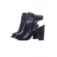 AX Paris PU Peep Toe Boots Black