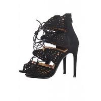 AX Paris Laser Cut Lace Up Heels Black