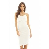 ax paris crochet overlay midi dress white