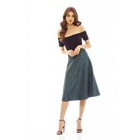 AX Paris Textured Midi Skater Skirt Teal